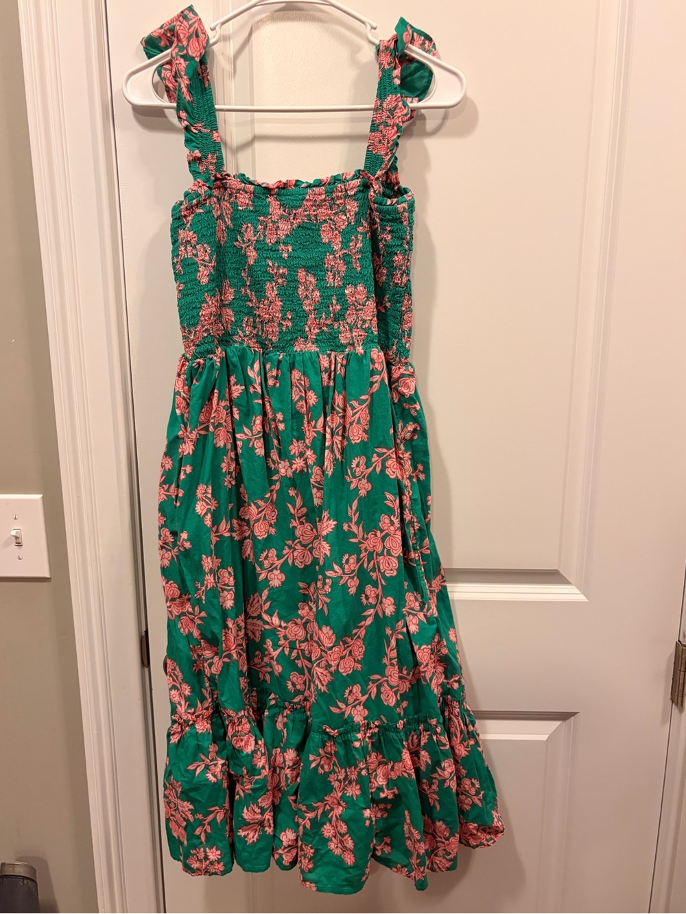 Crewcuts Green Dress with Pink Floral Print